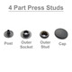 4-Part Press Studs with Hand Fixing Tool - Small